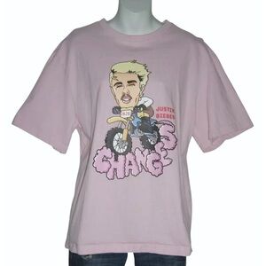 Justin Bieber Tee Shirt H&M Changes Pink 2020 Concert Festival Streetwear Casual